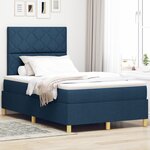 vidaXL Lit à ressort avec matelas bleu 120x200 cm tissu