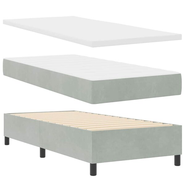 vidaXL Lit à ressorts avec matelas & banc gris clair 80x200 cm velours