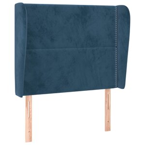 vidaXL Tête de lit avec oreilles Bleu foncé 93x23x118/128 cm Velours