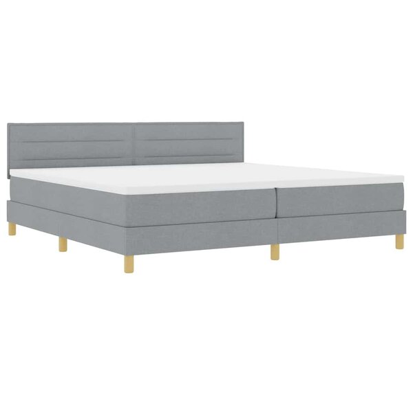 vidaXL Lit à ressort LED avec matelas Gris clair 200 x 200 cm tissu