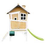 AXI Cabane enfant ROBIN Brun Blanc avec toboggan Vert Citron
