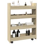 vidaXL Chariot de rangement étroit 4 niveaux chêne sonoma