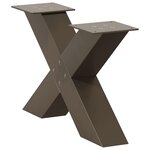 vidaXL Pieds de table basse en forme de X  2 pièces  acier naturel  60 x (30-31) cm