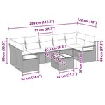 vidaXL Ensemble de canapé de jardin 8 Pièces Noir  Crème 55 x 55 x 37 cm