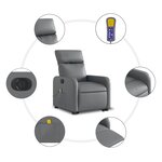 vidaXL Fauteuil inclinable de massage électrique gris similicuir