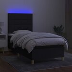 vidaXL Sommier à lattes de lit et matelas et LED Noir 90x190 cm Tissu