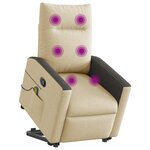 vidaXL Fauteuil inclinable de massage Crème Tissu