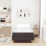 vidaXL Lit à ressorts avec matelas Marron foncé 90 x 200 cm tissu