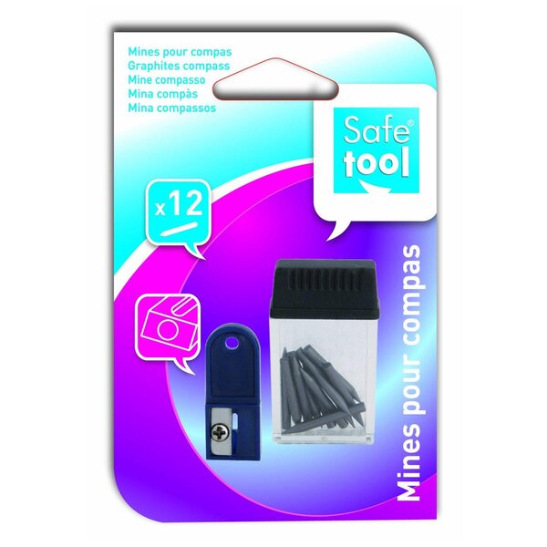 Etui de 12 mines de compas + taille mine SAFETOOL