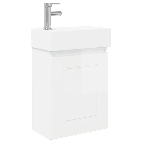 vidaXL Meuble de salle de bain avec robinet Blanc brillant