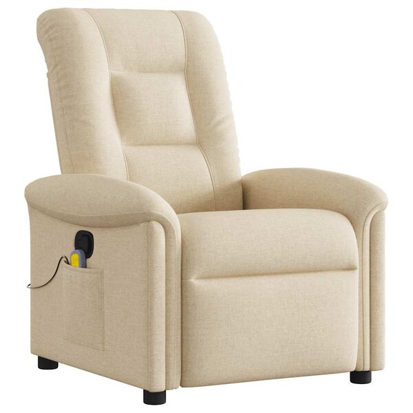 vidaXL Fauteuil de massage inclinable Crème Tissu