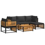 vidaXL Salon de jardin avec coussins 6 Pièces bois d'acacia solide