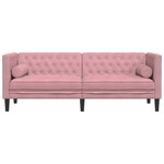 vidaXL Canapé Chesterfield avec traversins 3 places rose velours