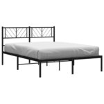 vidaXL Cadre de lit métal sans matelas avec tête de lit noir 120x200cm