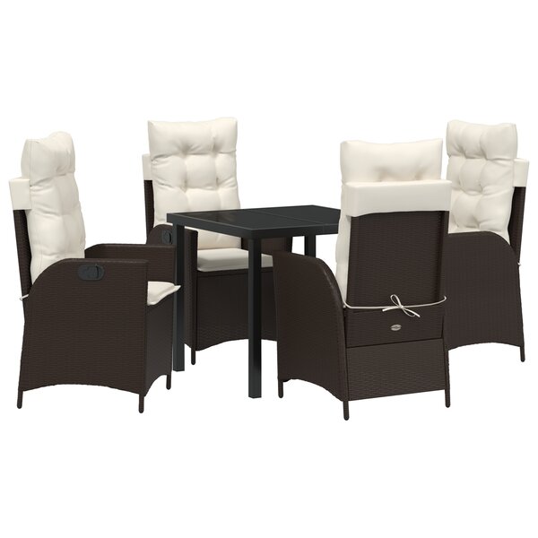 vidaXL Ensemble de jardin 5 pièces avec coussins en rattan PE marron
