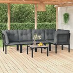 vidaXL Salon de jardin 6 Pièces noir et gris résine tressée