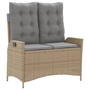 vidaXL Banc inclinable de jardin avec coussins beige résine tressée