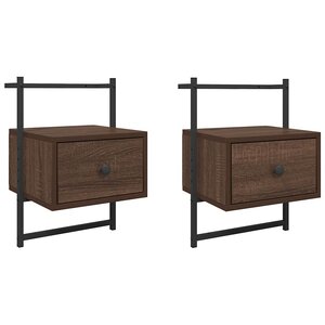 vidaXL Table de chevet murale 2 Pièces chêne marron 35x30x51 cm