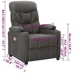 vidaXL Fauteuil de massage Gris foncé Tissu