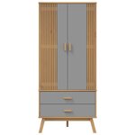vidaXL Garde-robe OLDEN gris et marron 76 5x53x172 cm bois massif pin