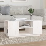 vidaXL Table basse Blanc 90x49x40 5 cm Bois massif de pin