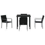 Ensemble de salle à manger de jardin 5 pièces avec coussins en poly rotin noir
