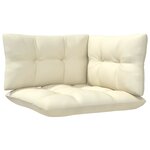 vidaXL Salon de jardin 3 Pièces avec coussins crème Bois de pin massif