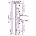 vidaXL Meuble de salle de bain haut Chêne sonoma 30 x 35 x 192 cm