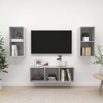 vidaXL Ensemble de meuble TV 3 Pièces Gris béton Bois d'ingénierie