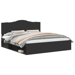 vidaXL Cadre de lit avec tête de lit Noir 200 x 200 cm Pin massif