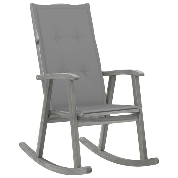 vidaXL Chaise à bascule avec coussins Gris Bois d'acacia massif