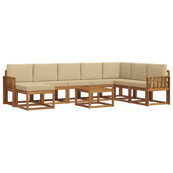 vidaXL Ensemble de canapés d'extérieur 9 pc Naturel et Beige