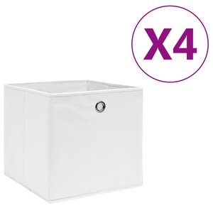vidaXL Boîtes de rangement 4 Pièces Tissu intissé 28x28x28 cm Blanc
