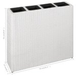 vidaXL Lits surélevés de jardin et 4 pots 2 Pièces Résine tressée Blanc