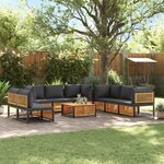 vidaXL Salon de jardin avec coussins 9 Pièces bois massif d'acacia