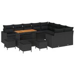 vidaXL Ensemble de canapé de jardin 13 Pièces Noir 110 x 55 x 71 cm