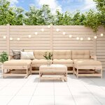 vidaXL Salon de jardin 7 Pièces avec coussins bois massif