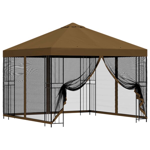 vidaXL Abri de jardin avec parois 3 x 3 m Taupe Polyester et Acier