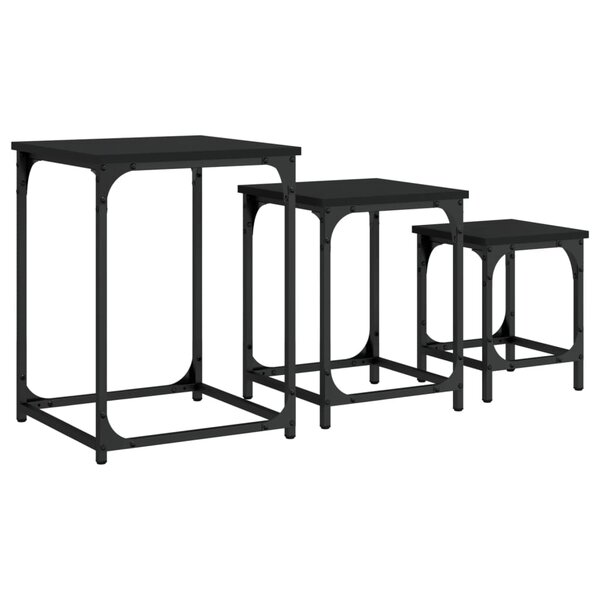 vidaXL Tables basses gigognes 3 Pièces noir bois d'ingénierie