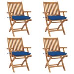 vidaXL Chaises pliables de jardin avec coussins lot de 4 Teck solide