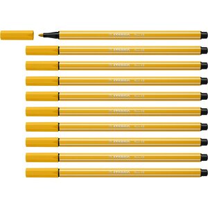 Stylo feutre dessin pen 68  jaune curry x 10 stabilo
