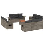 vidaXL Salon de jardin avec coussins 13 Pièces gris résine tressée