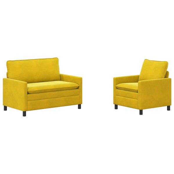 vidaXL Ensemble de Canapés 2 Pièces Jaune Velours