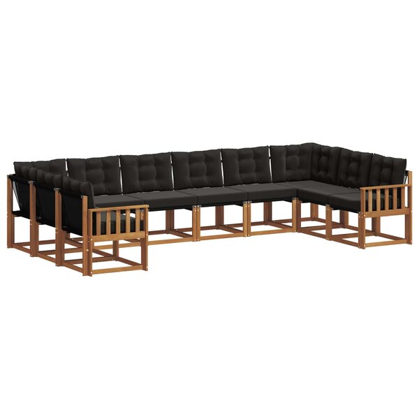 vidaXL Ensemble de canapés d'extérieur 10 pc Naturel et Noir