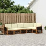 vidaXL Ensemble de canapés d'extérieur 6 pc Naturel et Crème Polyester