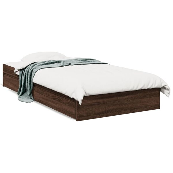 vidaXL Cadre de lit avec tiroirs sans matelas chêne marron 75x190 cm