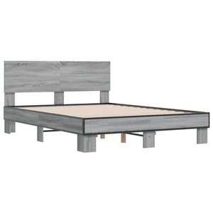vidaXL Cadre de lit sonoma gris 120x200 cm bois d'ingénierie et métal