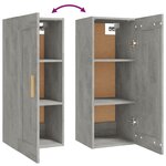 vidaXL Armoire murale Gris béton 35x34x90 cm Bois d'ingénierie