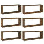 vidaXL Étagères murales cube 6 Pièces Chêne fumé 60x15x23 cm Bois