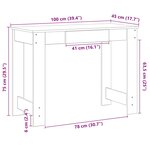 vidaXL Bureau chêne fumé 100x45x75 cm bois d'ingénierie